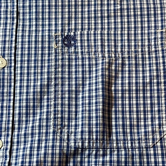 Timberland Long Sleeve Button Down Shirt Blue/White Gingham Check Size Medium - Picture 5 of 9